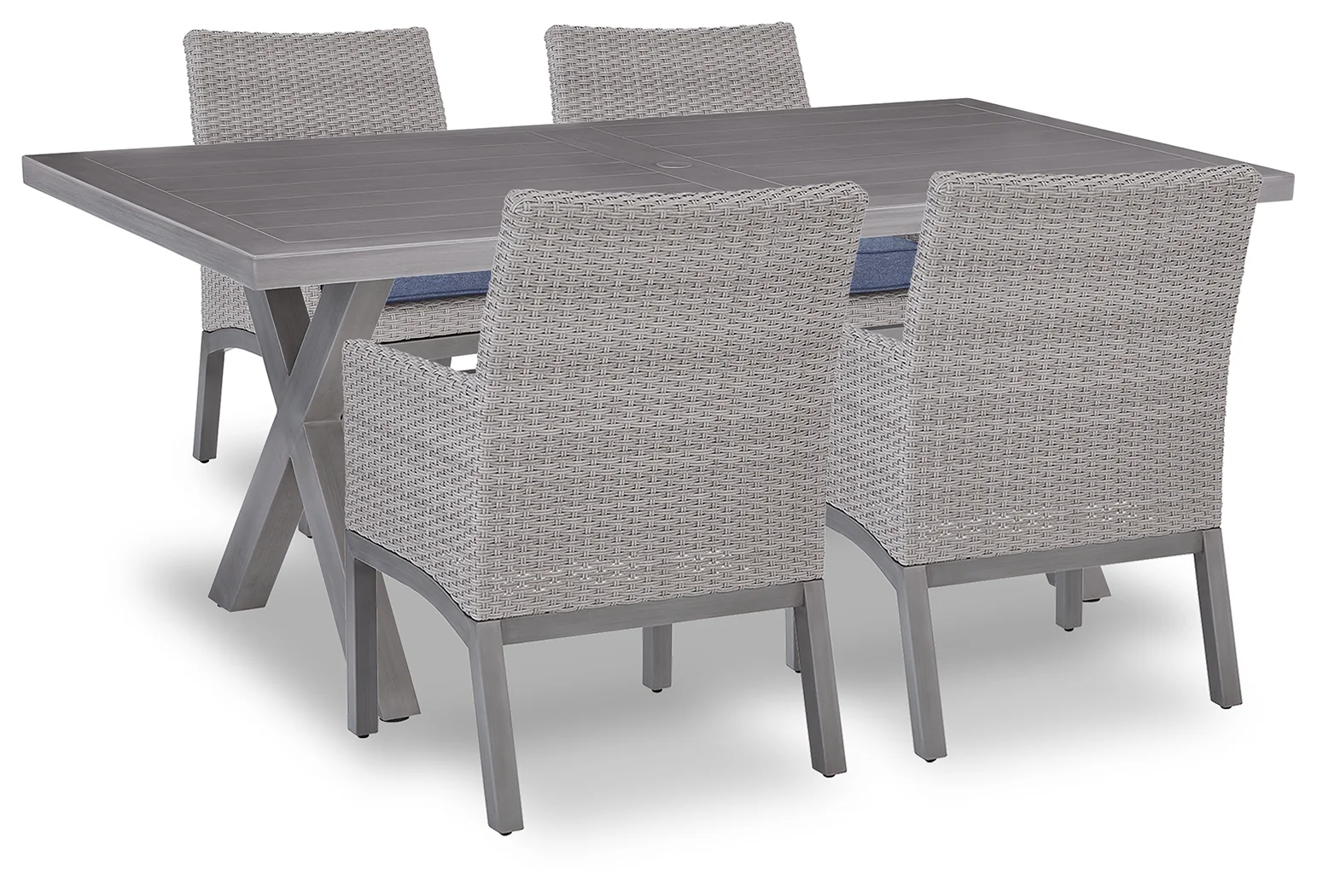 Half Gray Moon Beach Outdoor Dining Table and 4 Chairs - Image 2