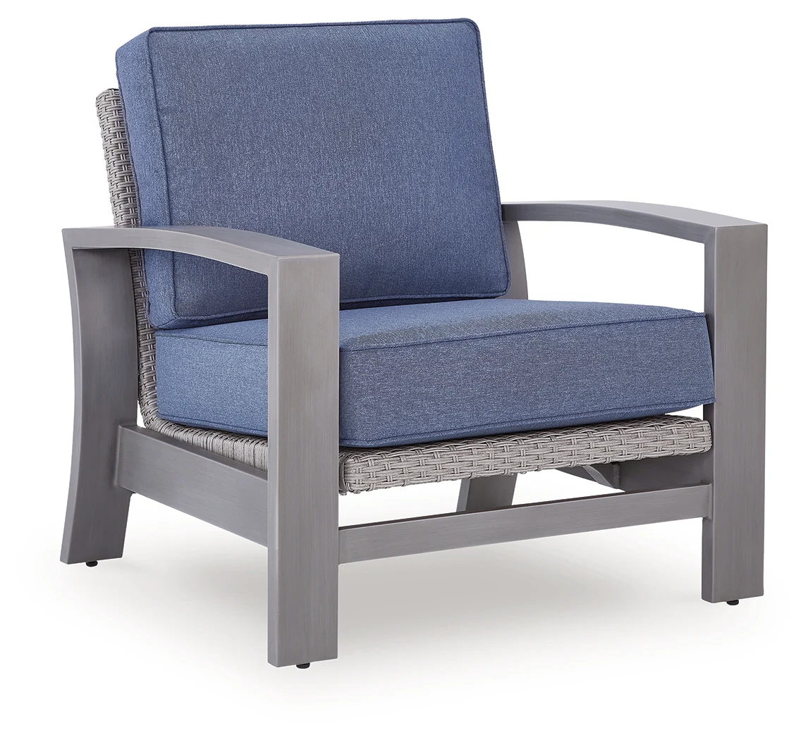 Half Moon Beach Blue/Gray Outdoor Spring Lounge Chair - Image 2