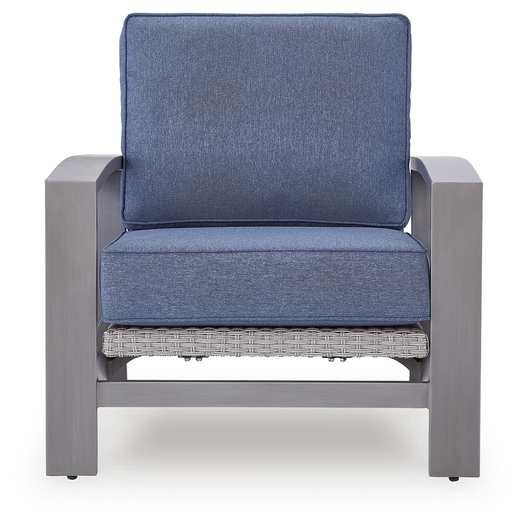 Half Blue/Gray Moon Beach Outdoor Sofa and 2 Chairs with Coffee Table - Image 3