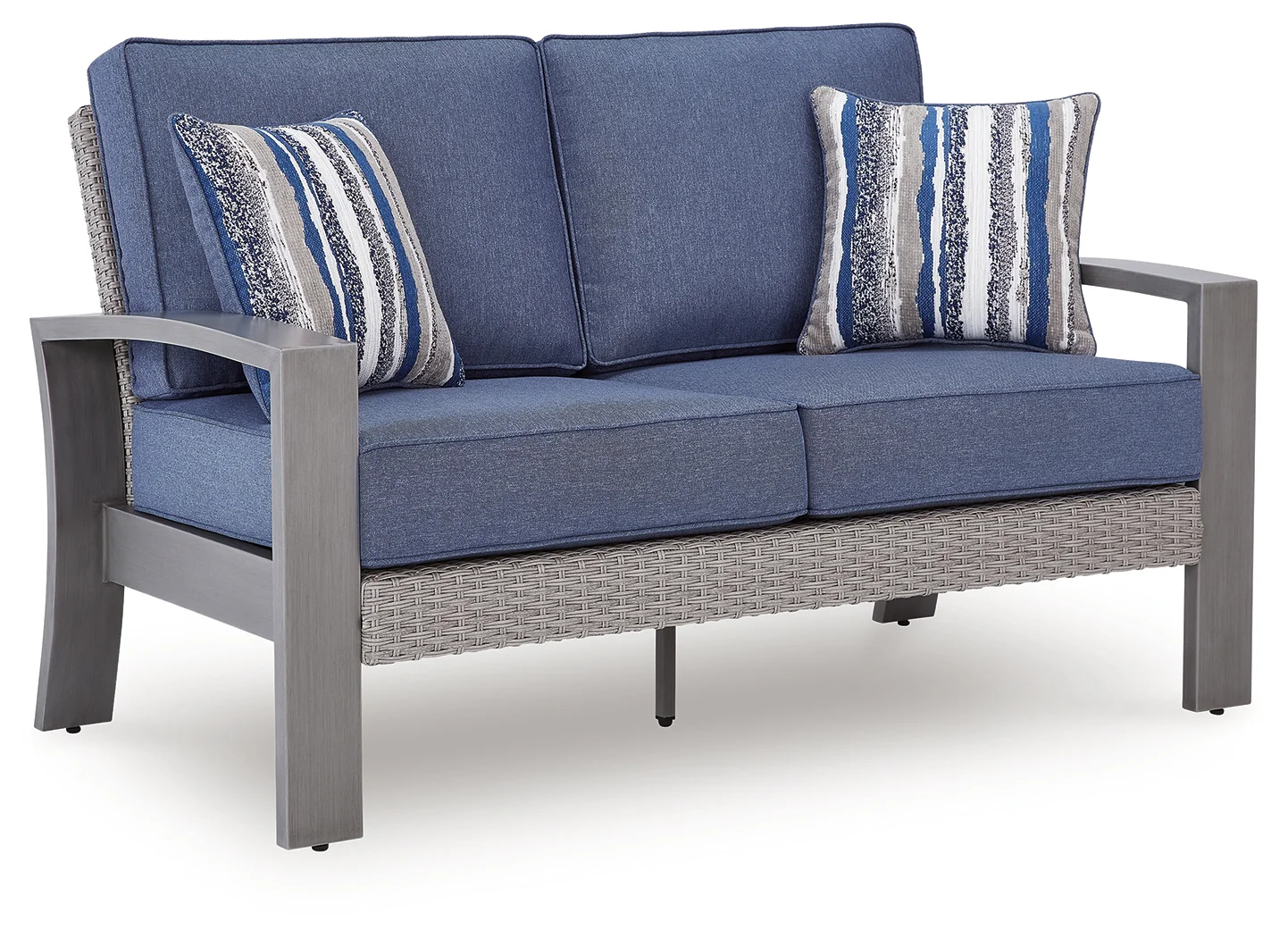 Half Moon Beach Blue/Gray Outdoor Loveseat with Cushion - Image 2
