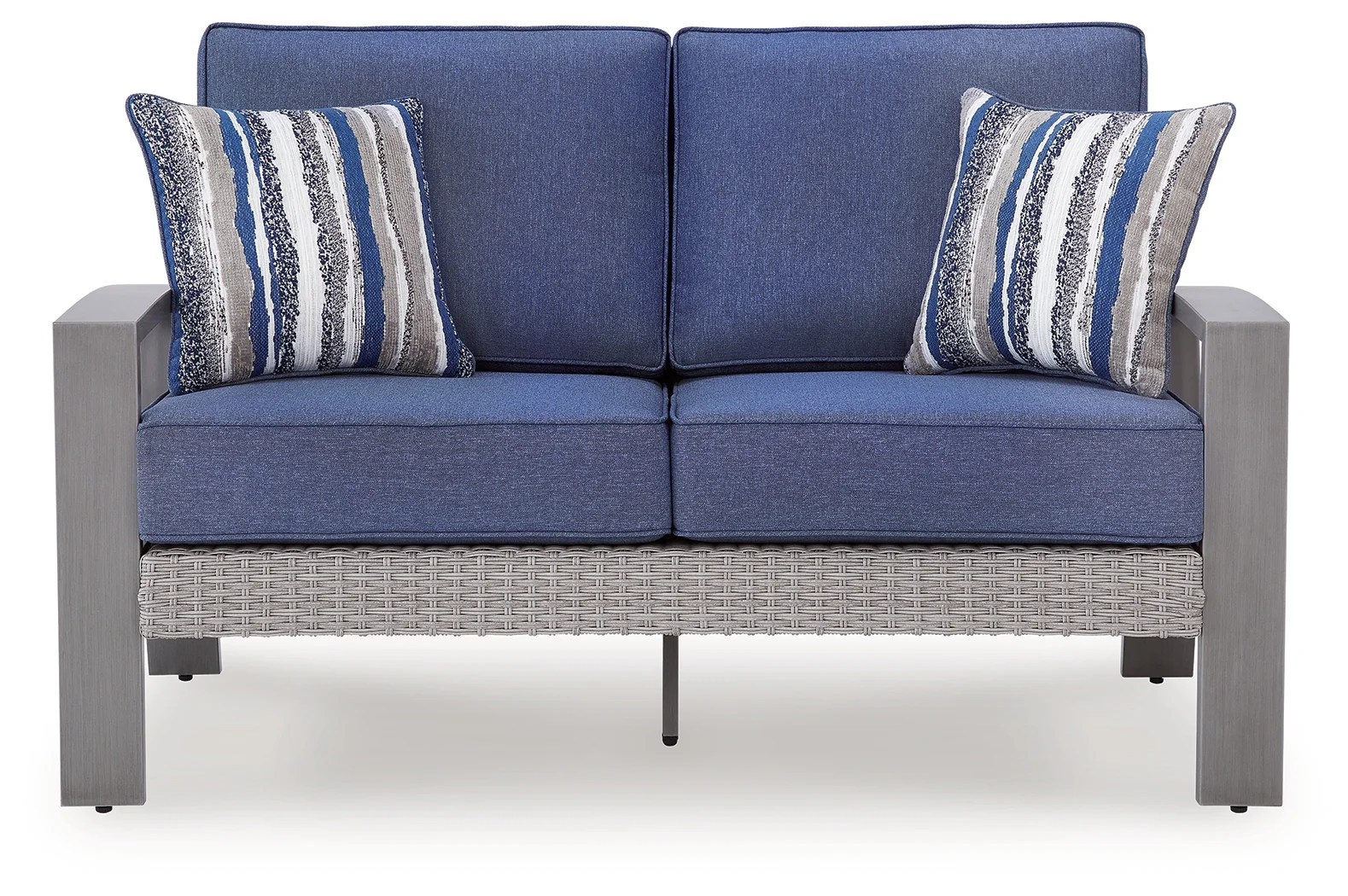 Half Blue/Gray Moon Beach Outdoor Sofa and Loveseat - Image 3
