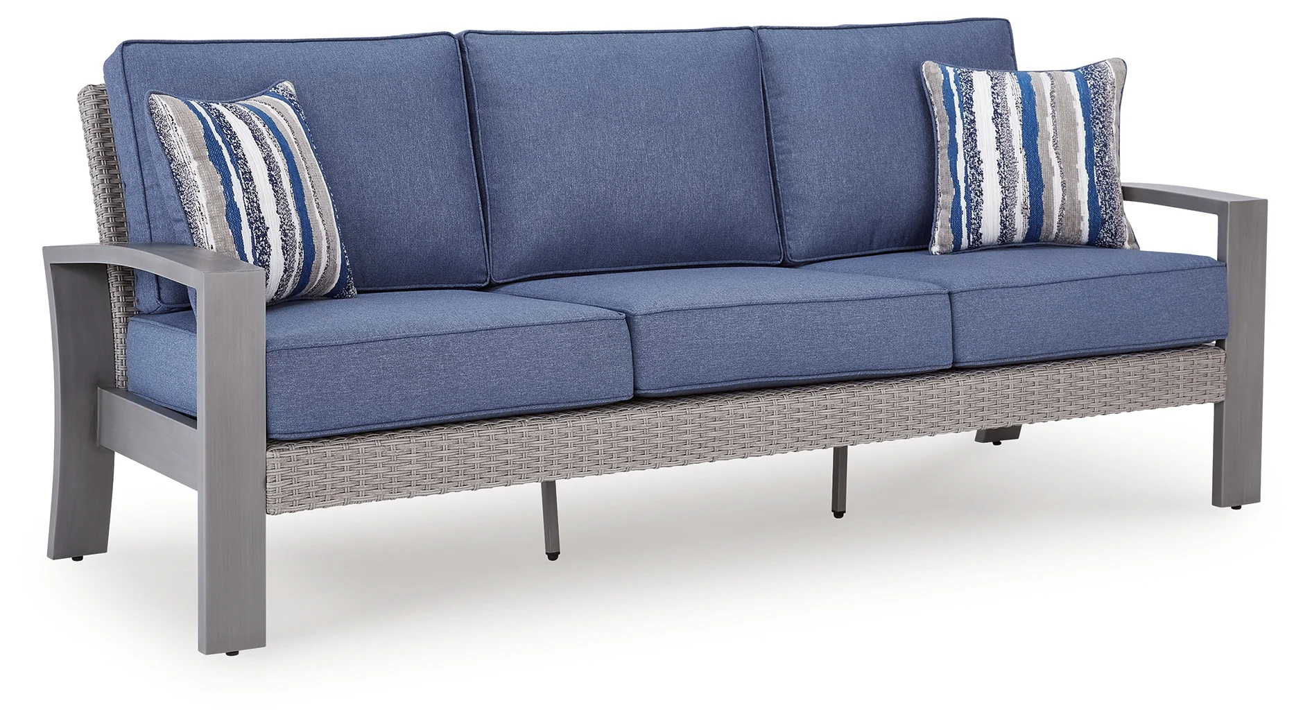 Half Moon Beach Blue/Gray Outdoor Sofa with Cushion - Image 2