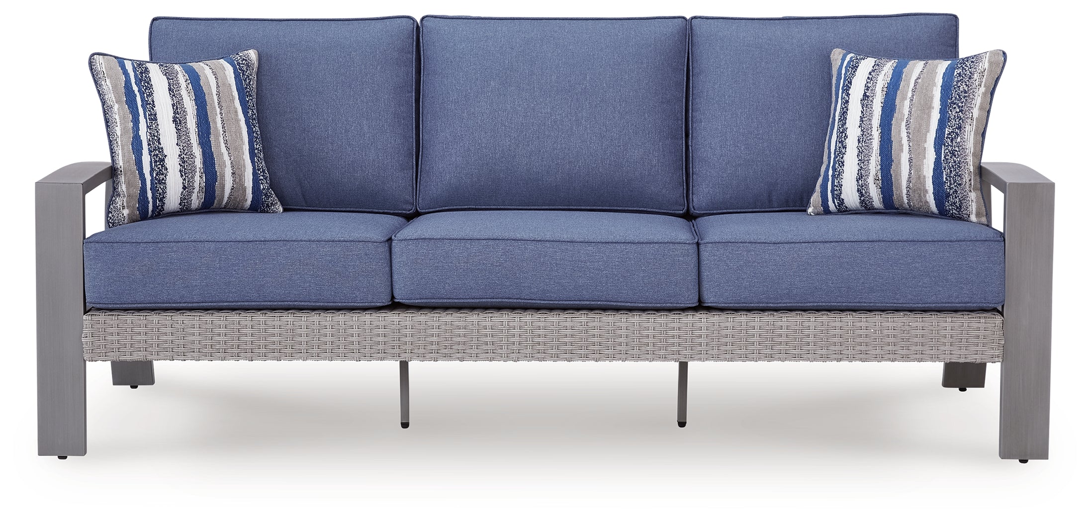 Half Moon Beach Blue/Gray Outdoor Sofa with Cushion - Image 3