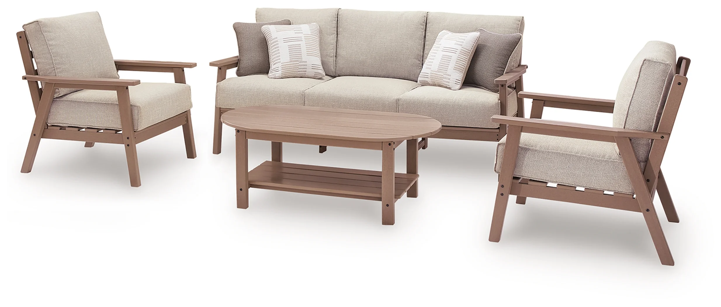 Grover Driftwood Beach Outdoor Sofa and 2 Chairs with Coffee Table - Image 2