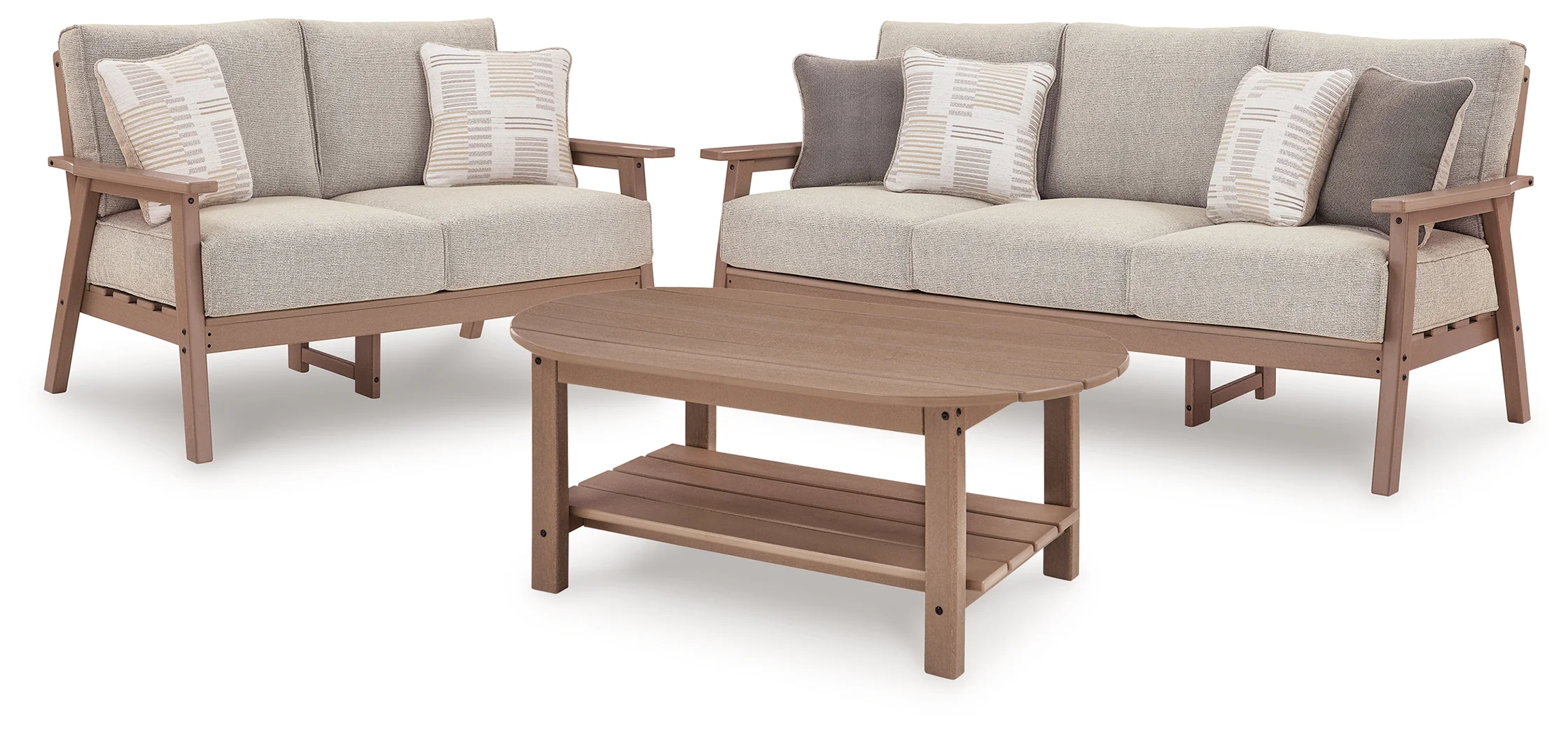 Grover Driftwood Beach Outdoor Sofa and Loveseat with Coffee Table - Image 2
