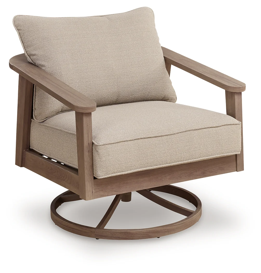 Harmony Headlands Natural/Gray Outdoor Swivel Lounge with Cushion - Image 2