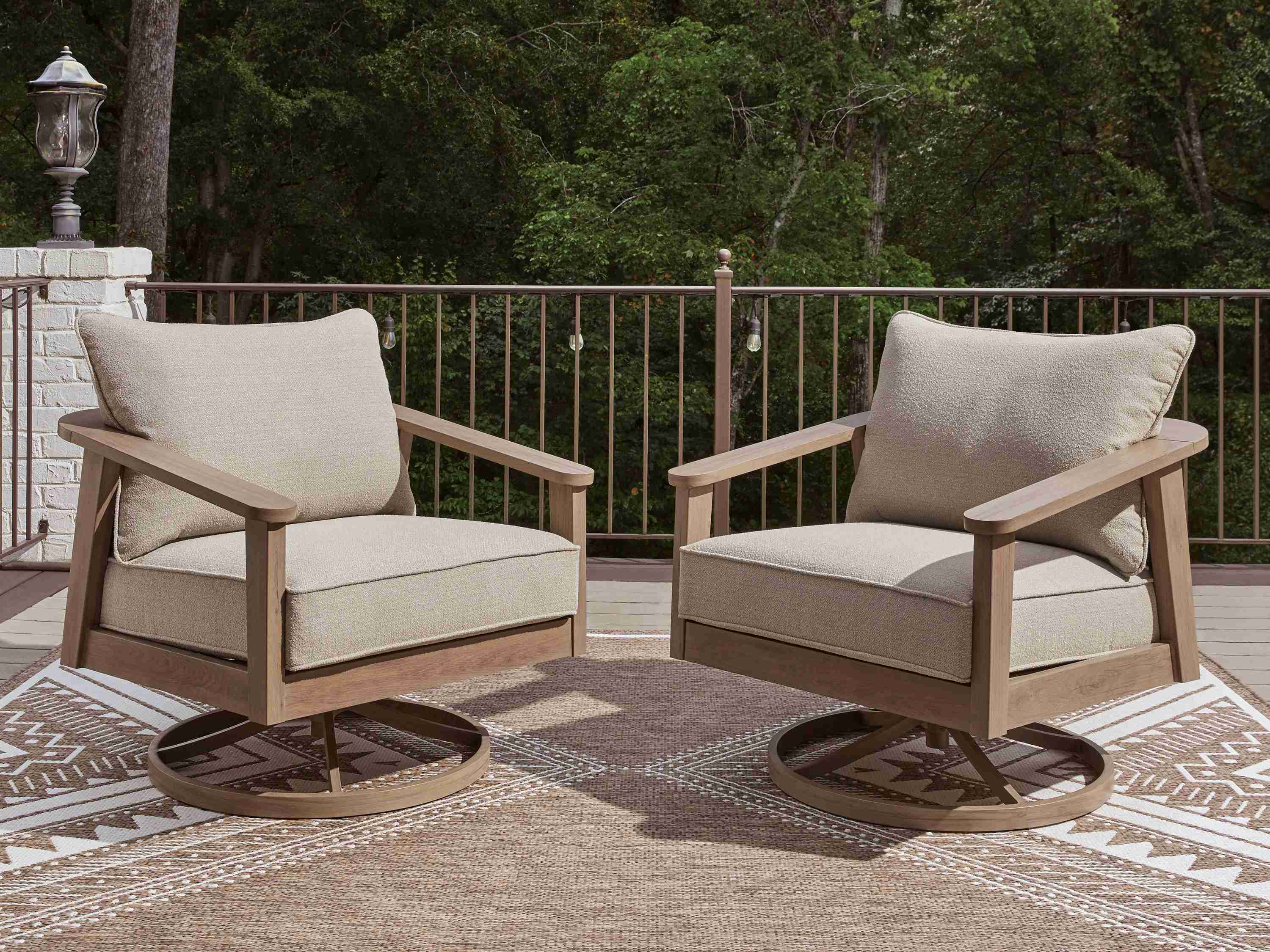 Harmony Headlands Natural/Gray Outdoor Swivel Lounge with Cushion - Image 3