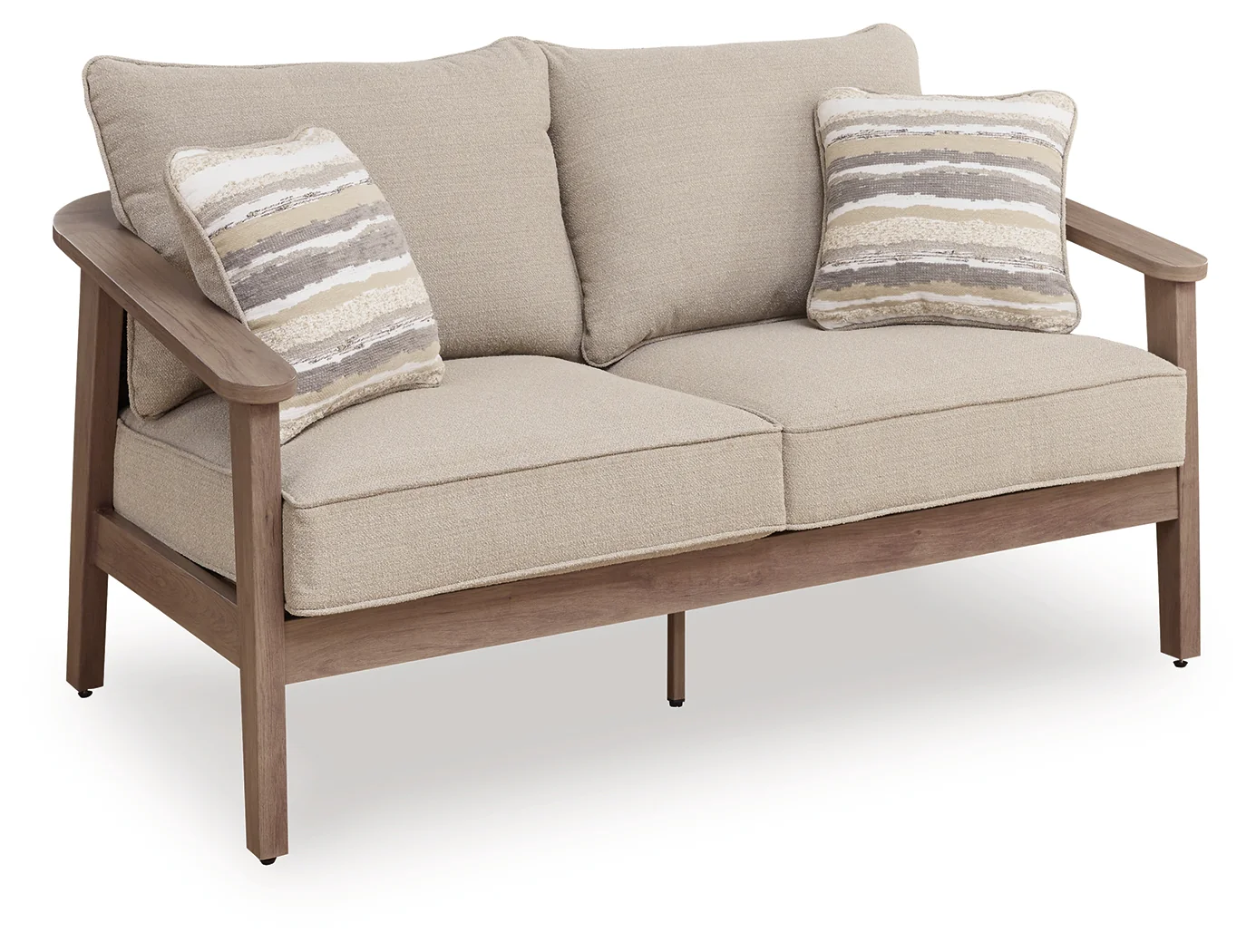 Harmony Headlands Natural/Gray Outdoor Loveseat with Cushion - Image 2