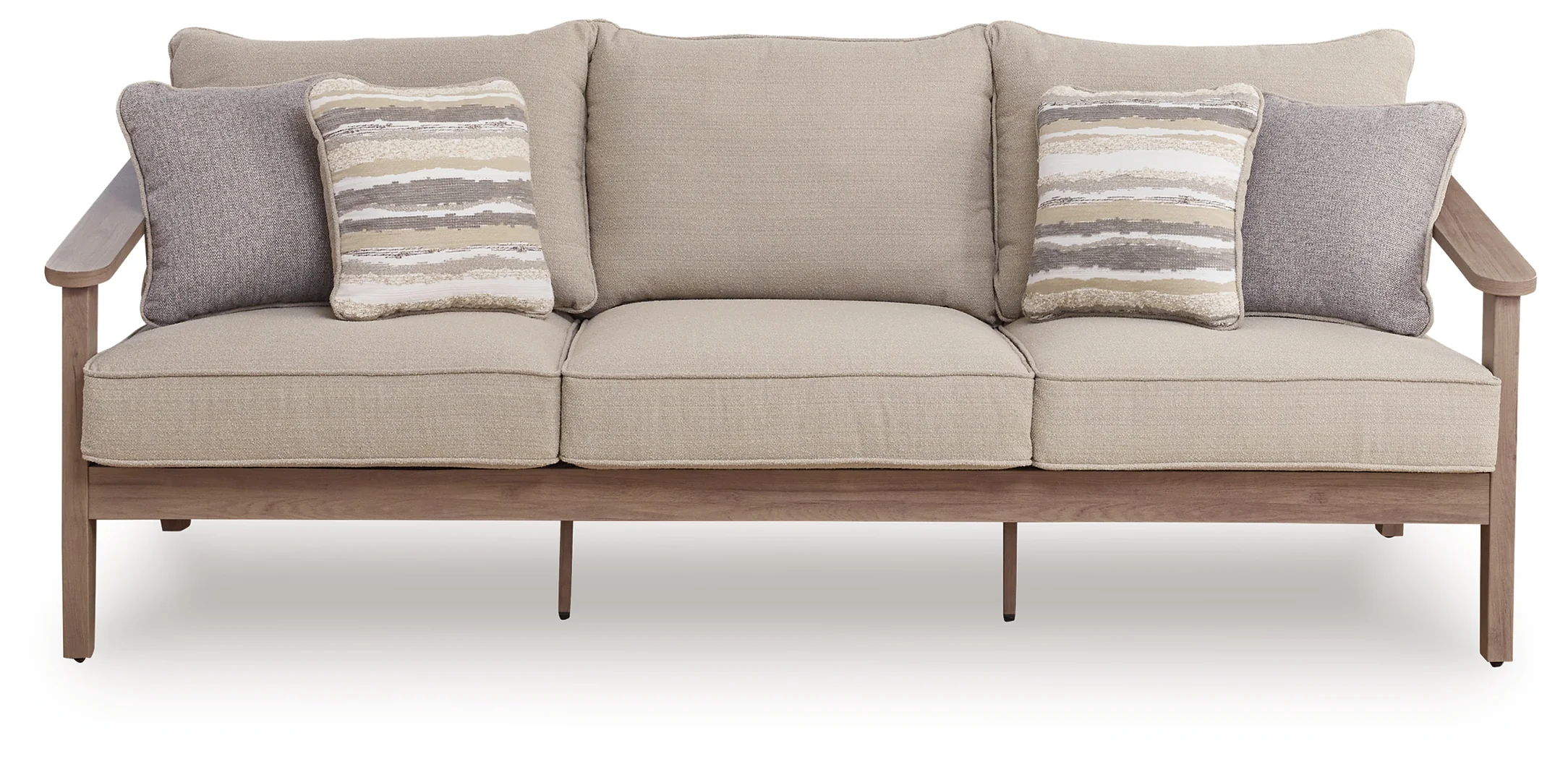 Harmony Headlands Natural/Gray Outdoor Sofa with Cushion - Image 3