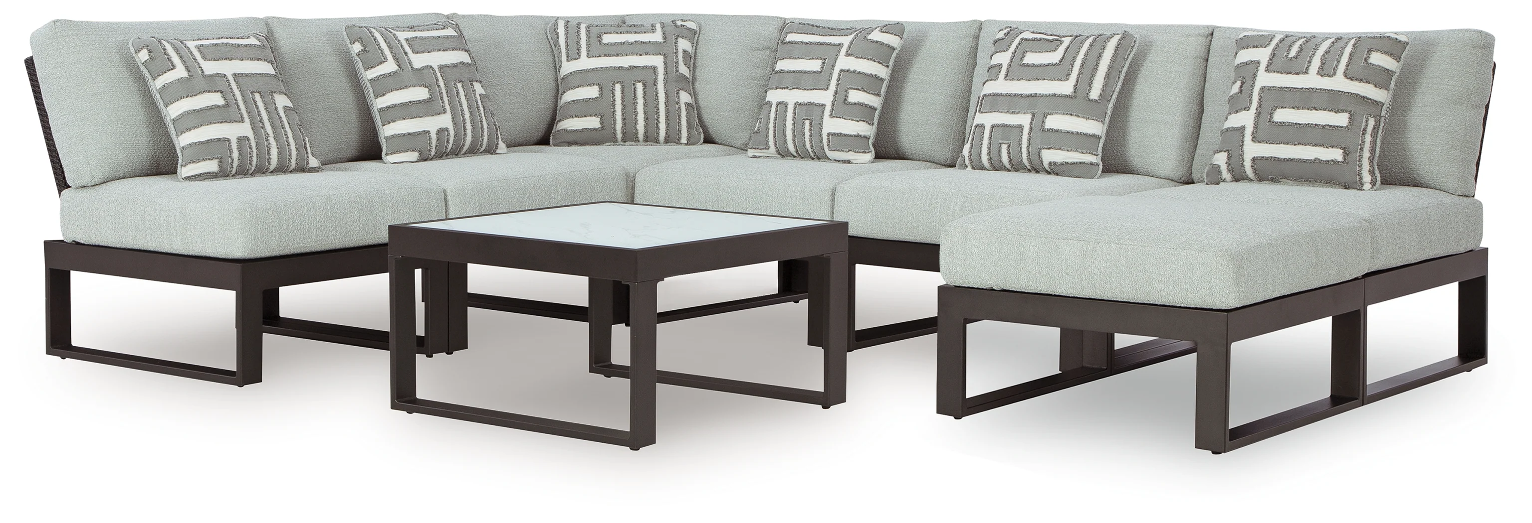Beachloft Black 8-Piece Sectional with Ottoman and Coffee Table - Image 2