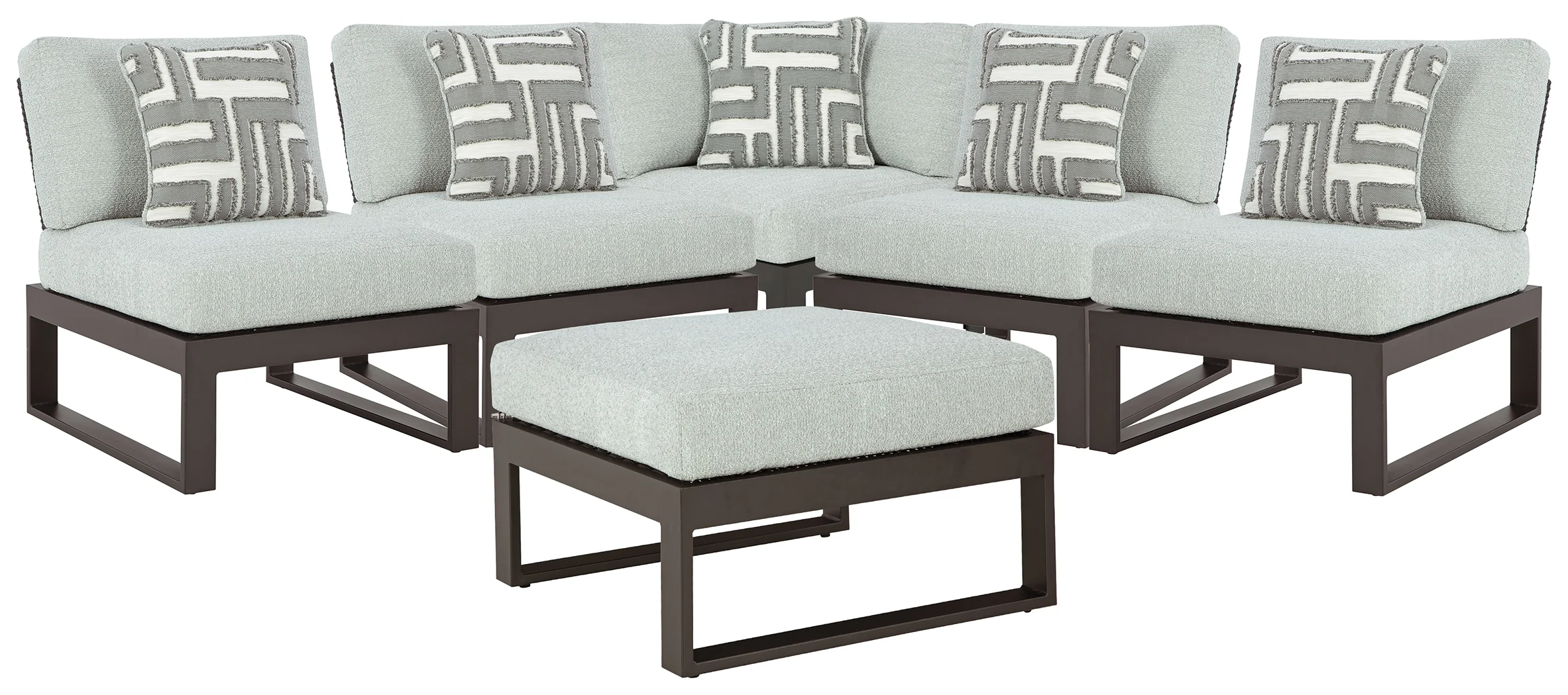 Beachloft Black/Gray 5-Piece Outdoor Sectional with Ottoman - Image 2