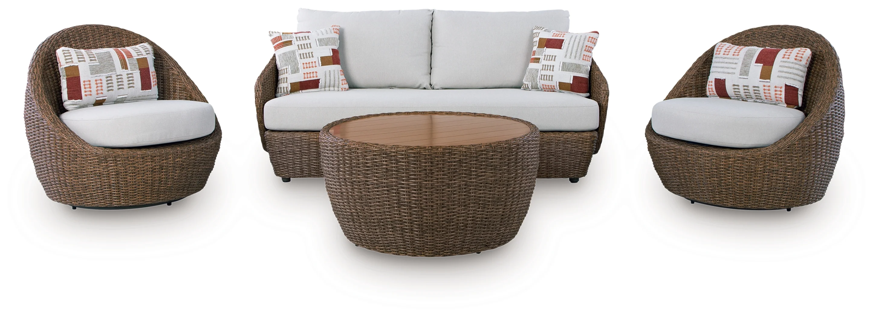 Double Beige Point Outdoor Sofa, Loveseat and 2 Lounge Chairs with Coffee Table - Image 3