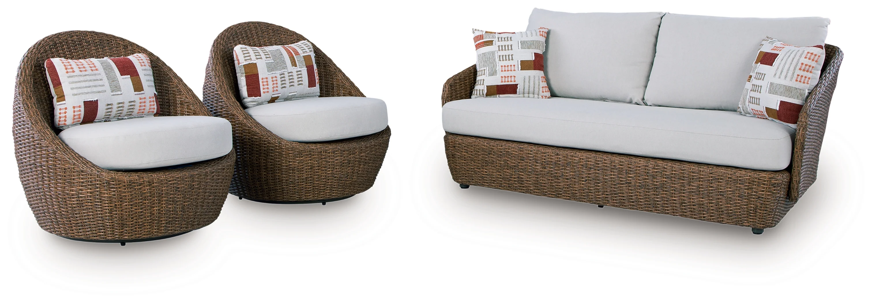 Double Point Beige Outdoor Loveseat/2 Swivel Chairs (Set of 3) - Image 3