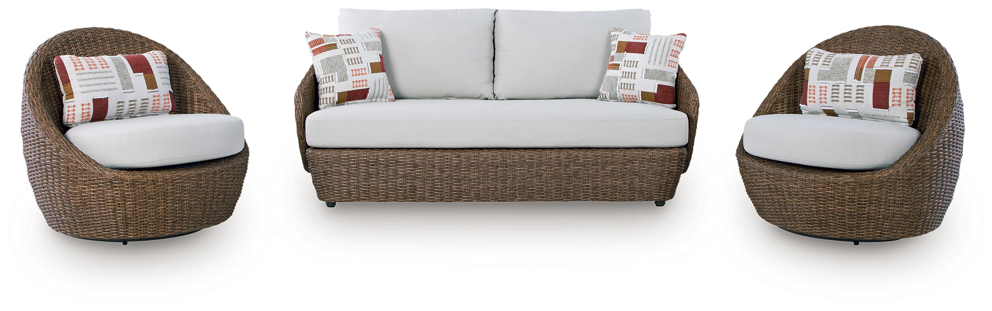 Double Point Beige Outdoor Loveseat/2 Swivel Chairs (Set of 3) - Image 2