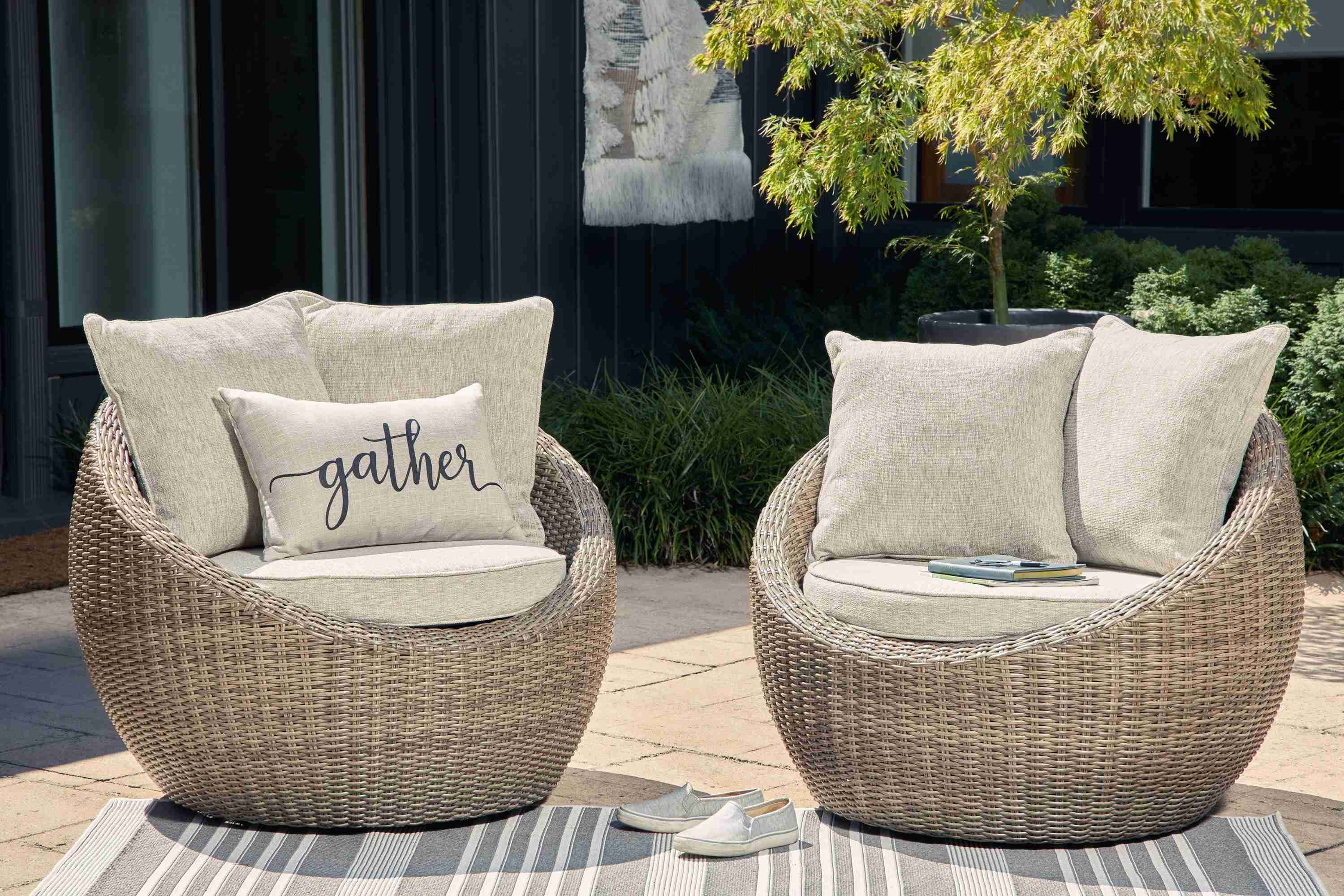 Danson Beige Swivel Lounge With Cushion (Set of 2) - Image 3