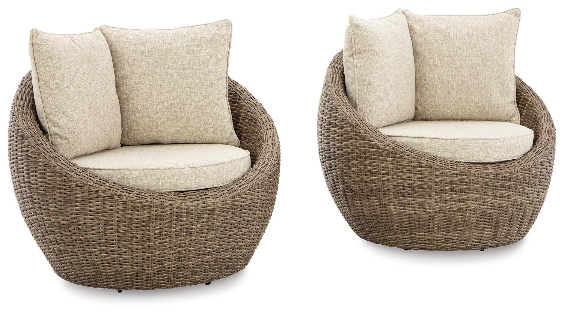 Danson Beige Swivel Lounge With Cushion (Set of 2) - Image 2