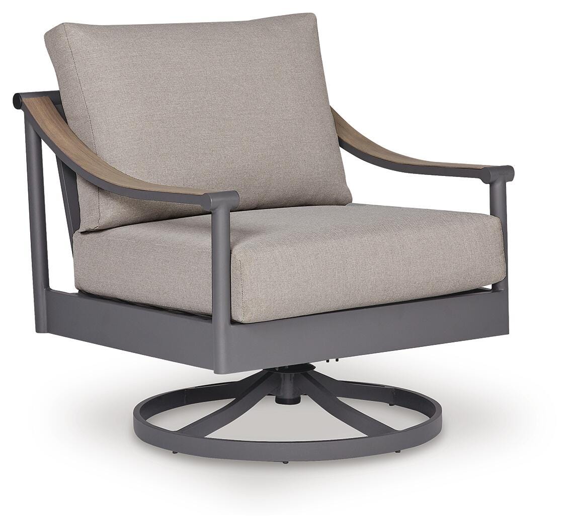 Ocean Beach Gray Outdoor Swivel Lounge with Cushion - Image 2