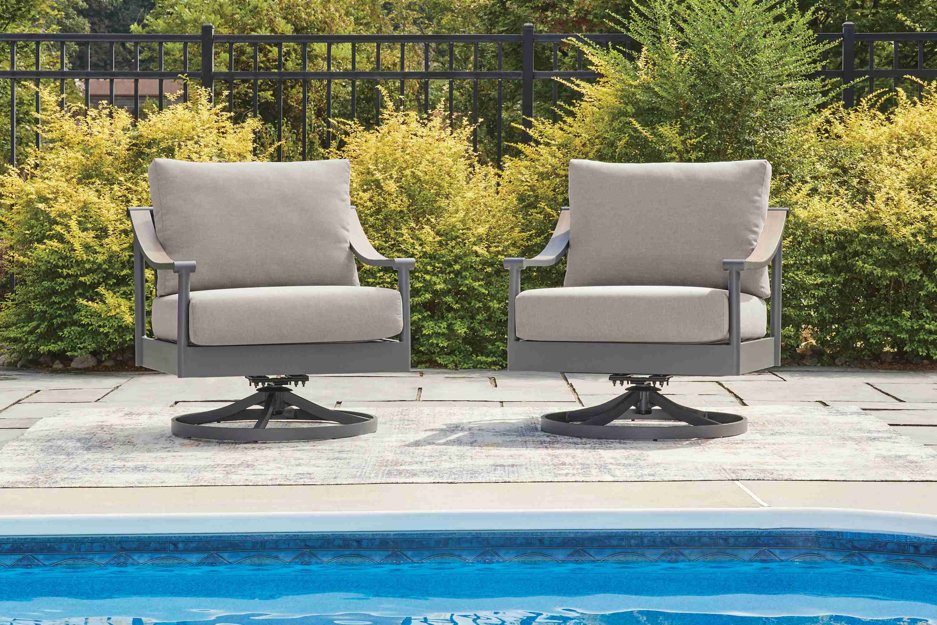 Ocean Beach Gray Outdoor Swivel Lounge with Cushion - Image 3