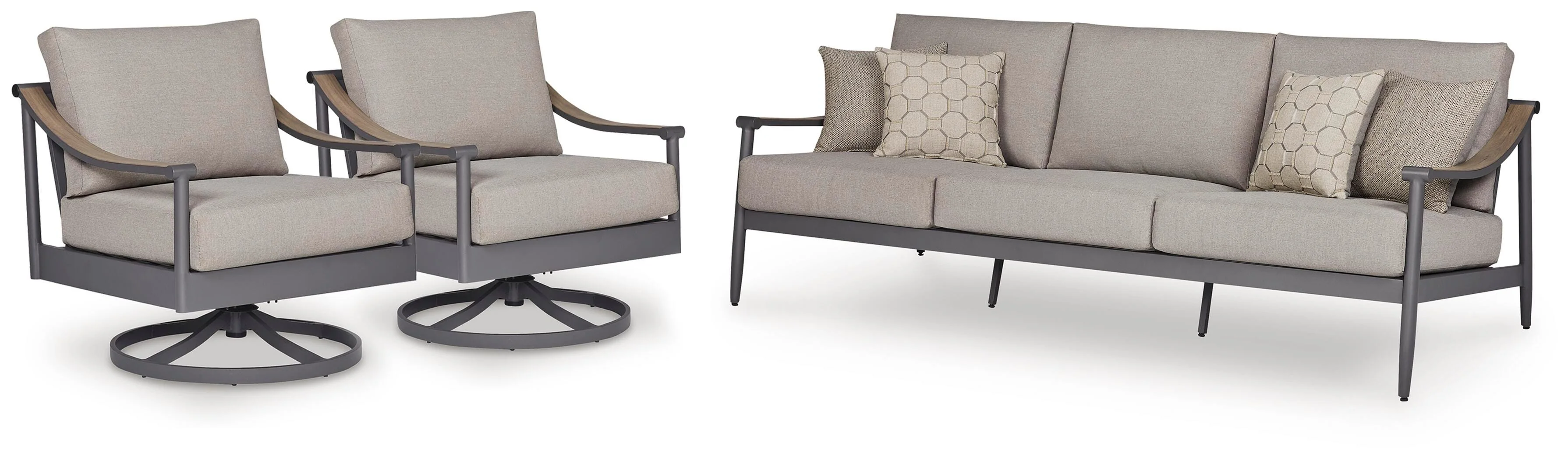 Ocean Gray Beach Outdoor Sofa with 2 Lounge Chairs - Image 2