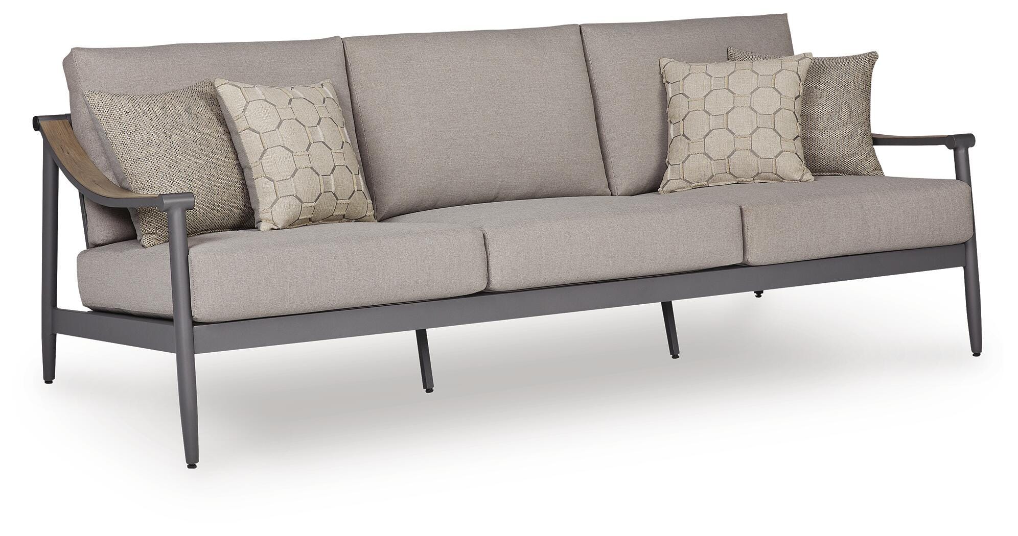 Ocean Beach Gray Outdoor Sofa with Cushion - Image 2