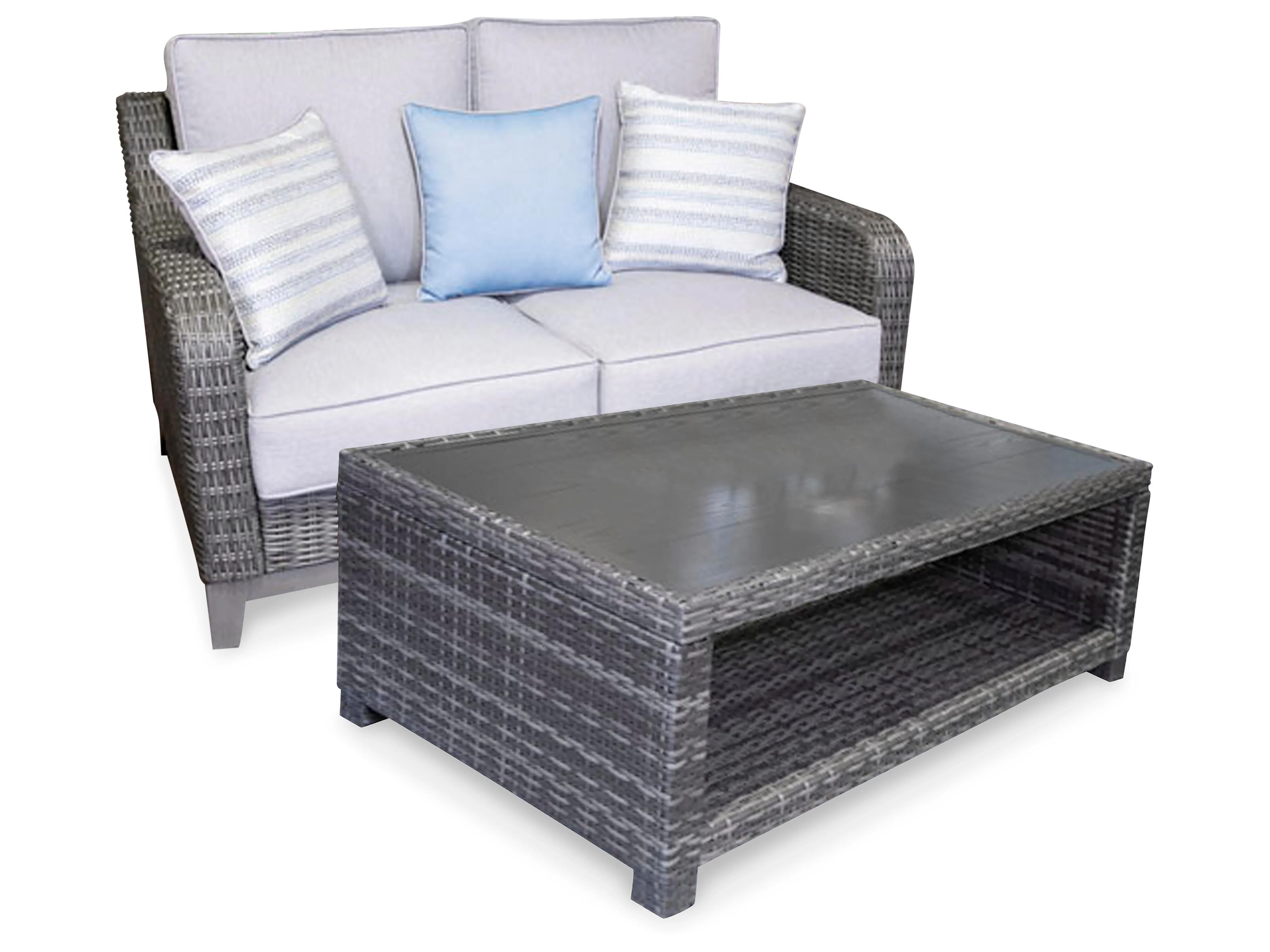 Elite Gray Park Outdoor Loveseat with Coffee Table - Image 2
