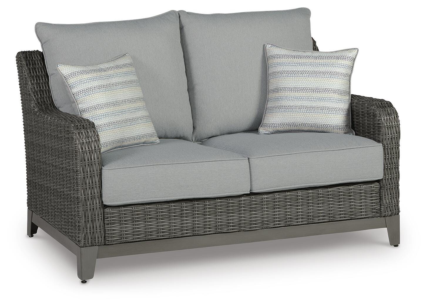Elite Gray Park Outdoor Loveseat with Coffee Table - Image 3