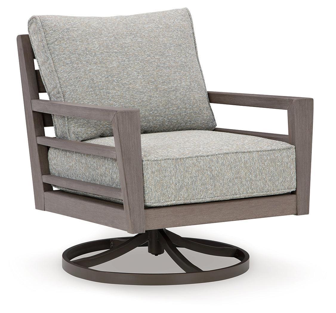 Hillside Barn Gray Brown Outdoor Swivel Lounge With Cushion - Image 2