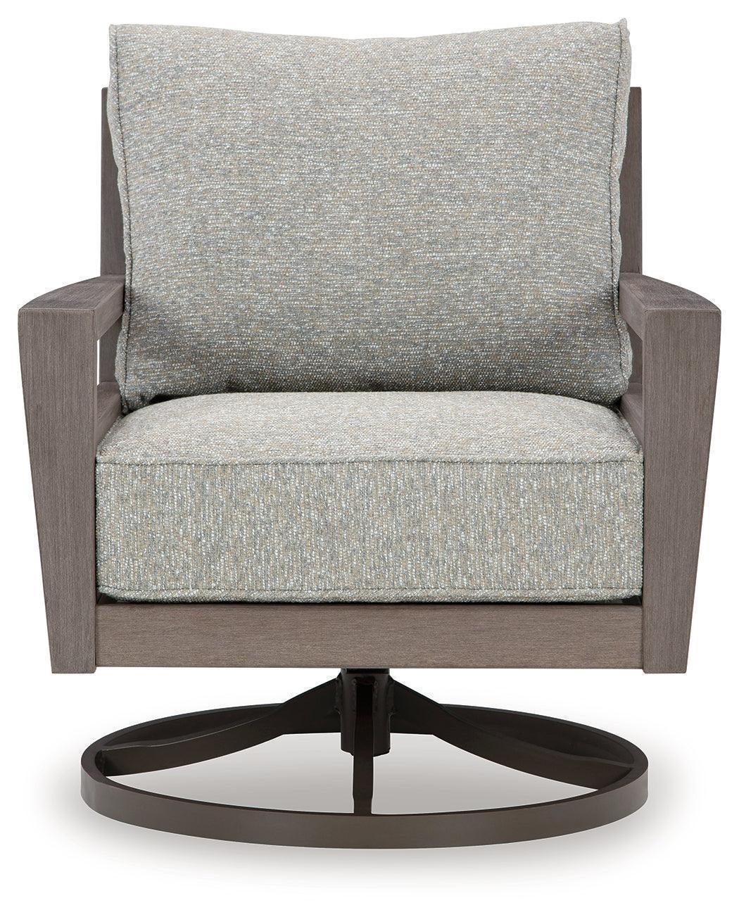 Hillside Barn Gray Brown Outdoor Swivel Lounge With Cushion - Image 3