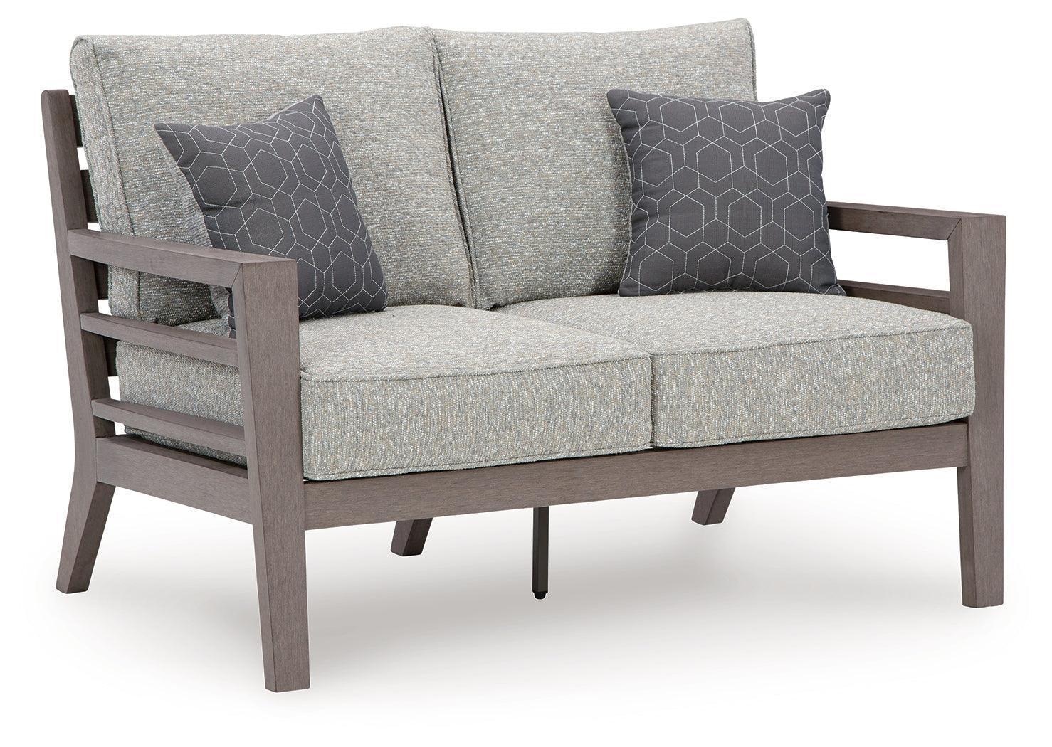 Hillside Barn Gray Brown Outdoor Loveseat With Cushion - Image 2