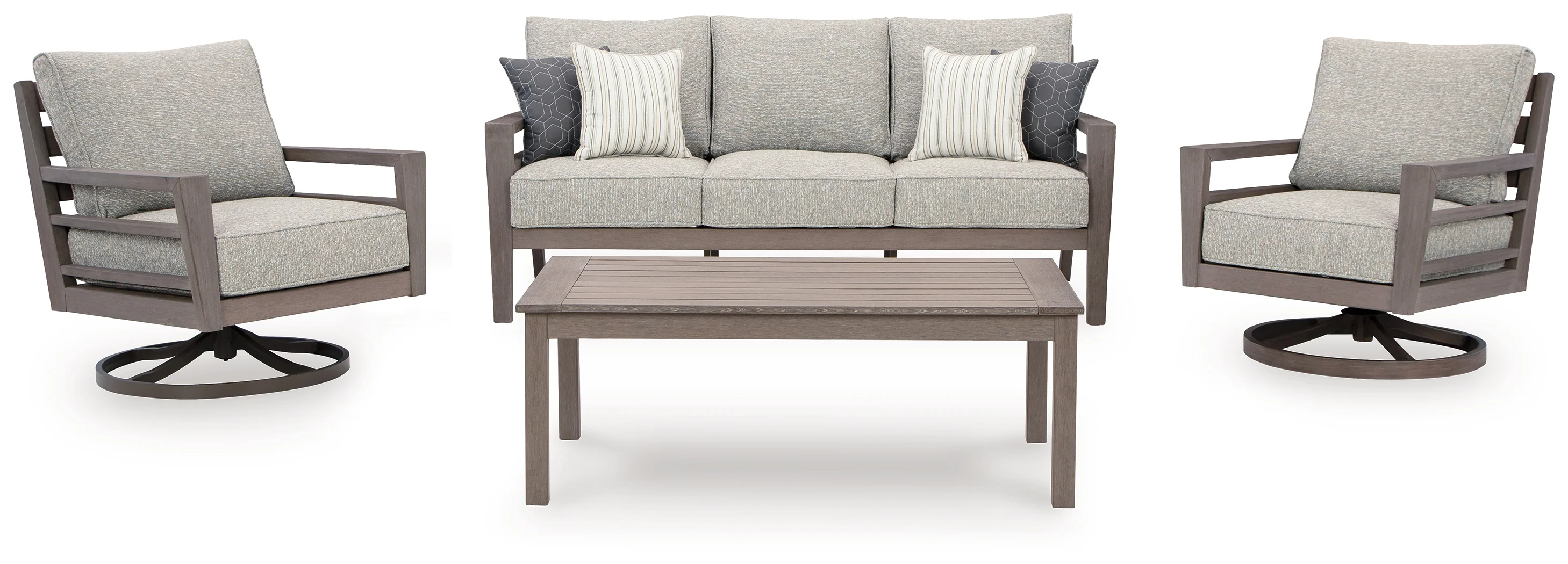 Hillside Gray/Brown Barn Outdoor Sofa and 2 Chairs with Coffee Table - Image 2