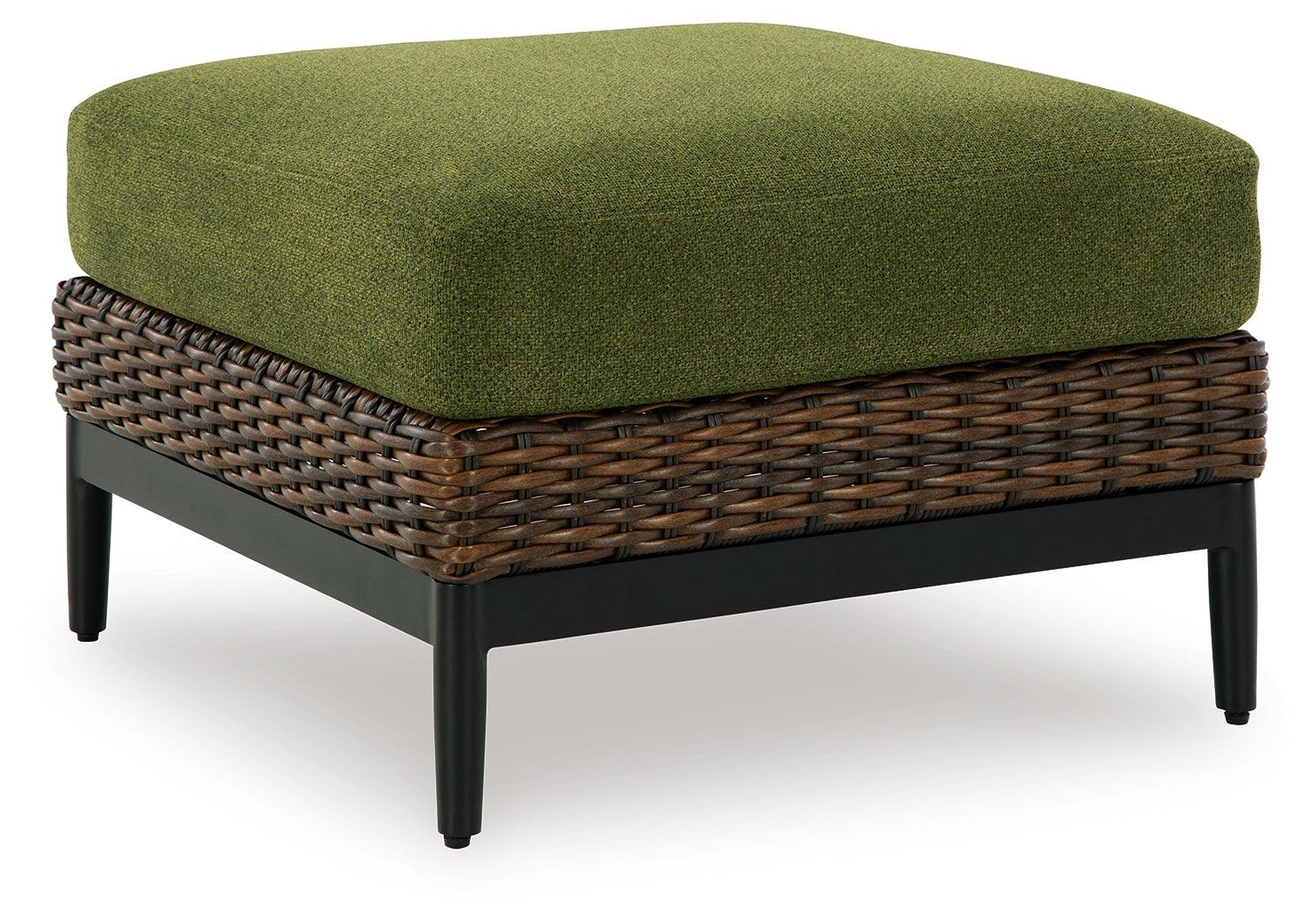Horizon Hall Brown/Green Outdoor Ottoman with Cushion - Image 2