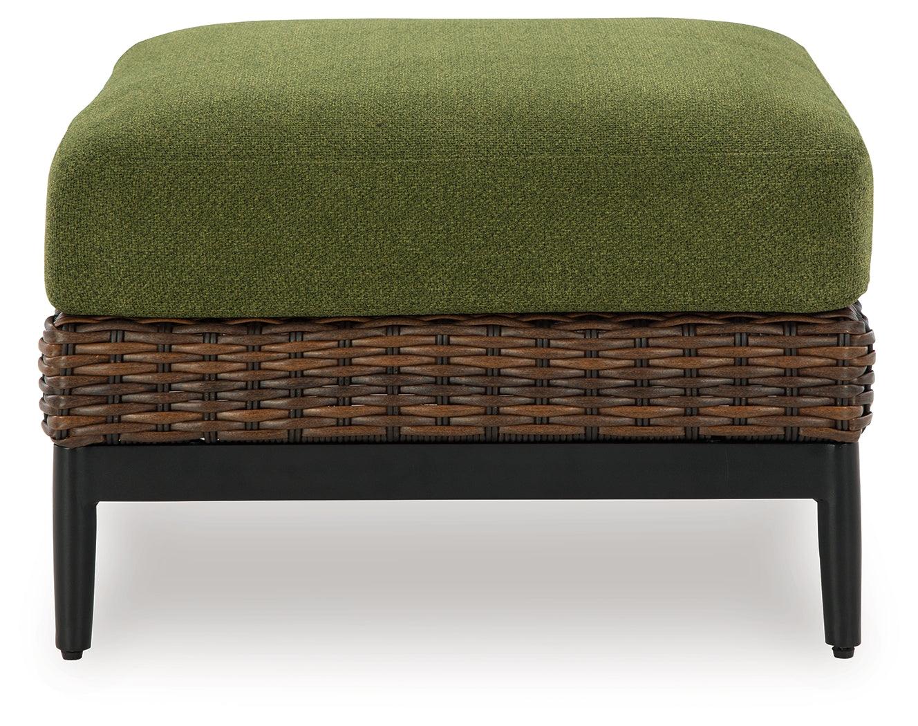 Horizon Hall Brown/Green Outdoor Ottoman with Cushion - Image 3