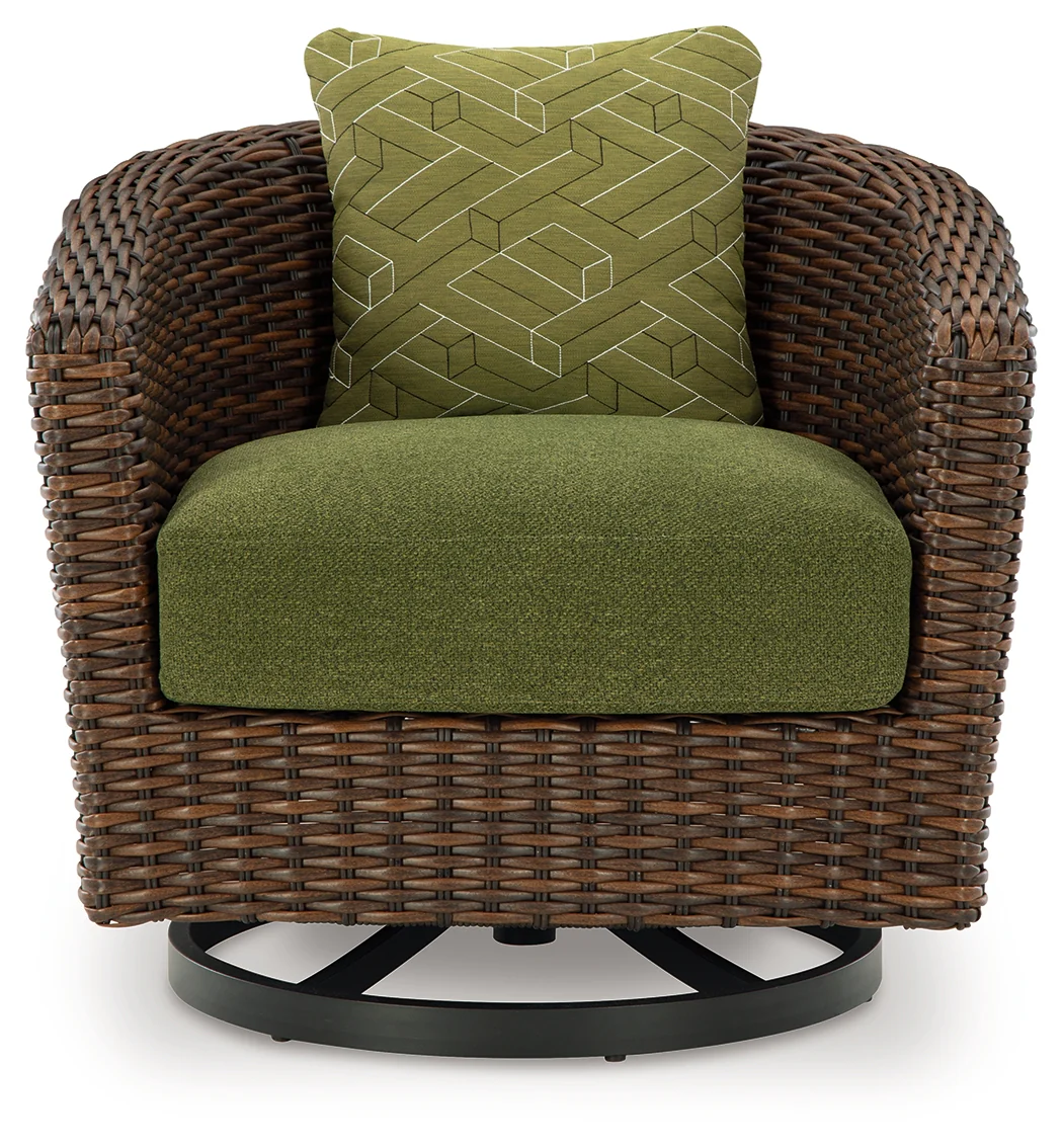 Horizon Brown/Green Hall Outdoor Sofa with 2 Lounge Chairs - Image 3