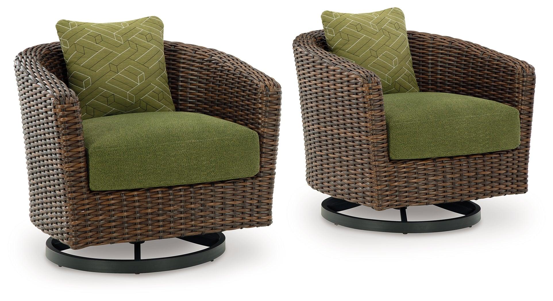 Horizon Hall Brown/Green Outdoor Swivel Lounge Chair with Cushion - Image 2