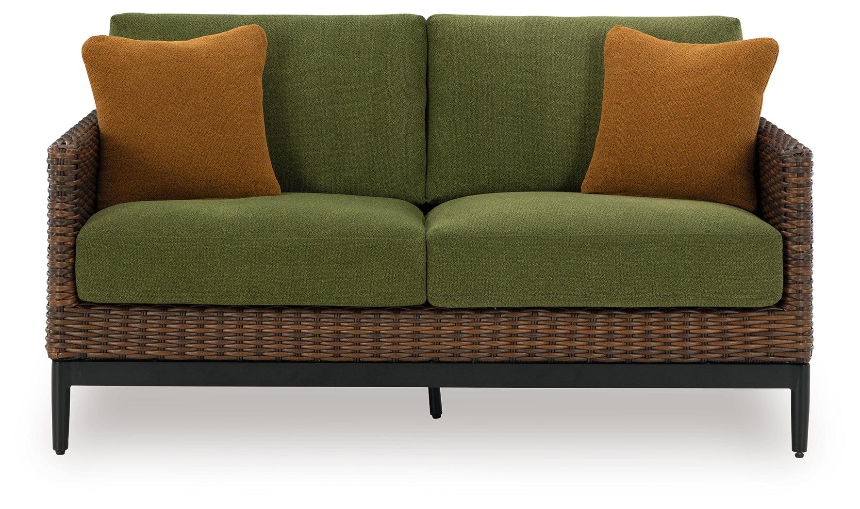 Horizon Brown/Green Hall Outdoor Sofa and Loveseat - Image 2