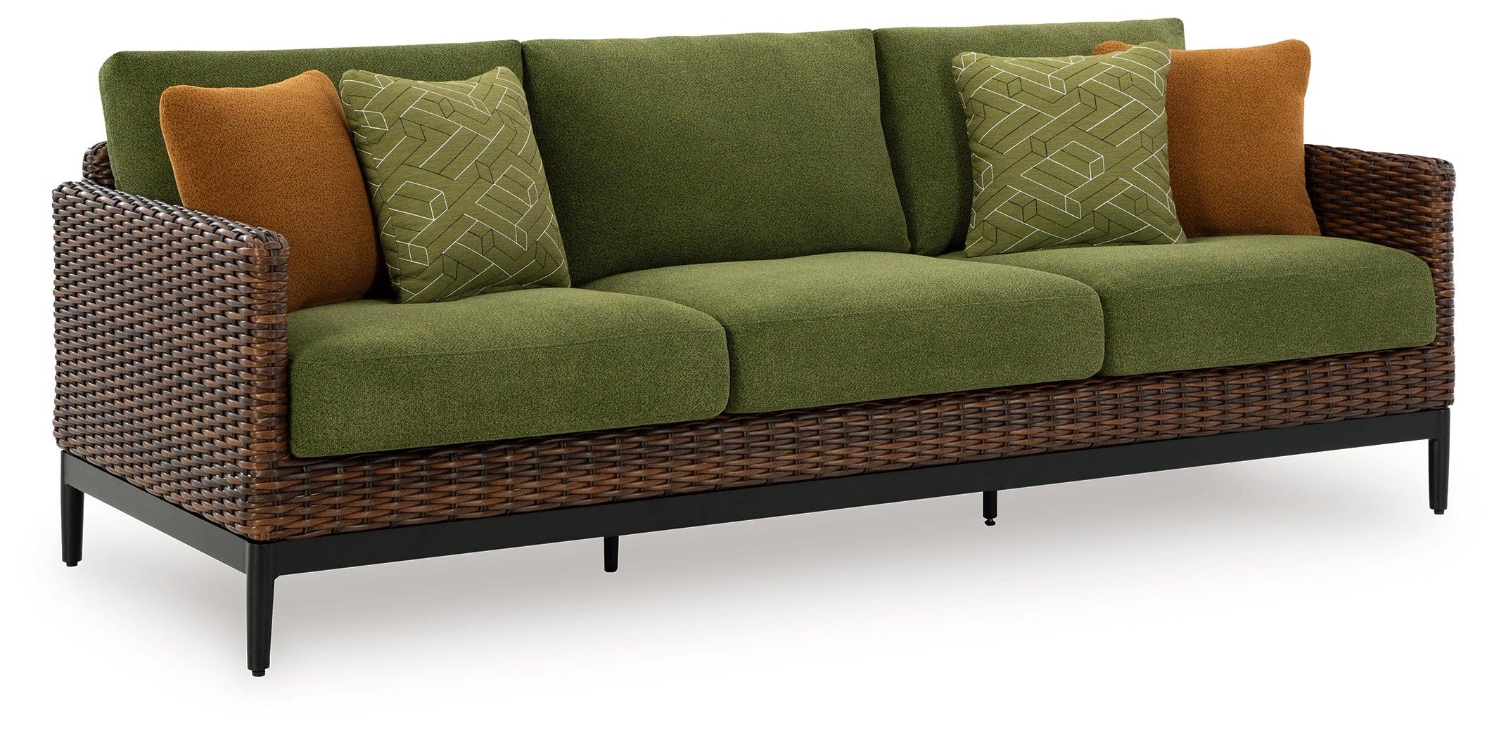 Horizon Hall Brown/Green Outdoor Sofa with Cushion - Image 2