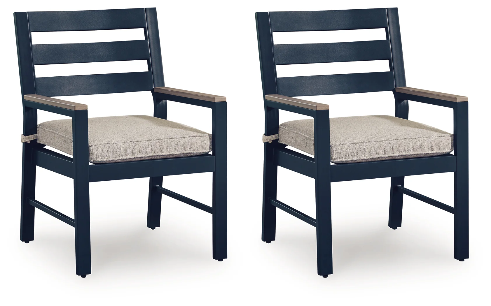 East Beach Navy Blue/Driftwood Outdoor Arm Chair with Cushion (Set of 2) - Image 2