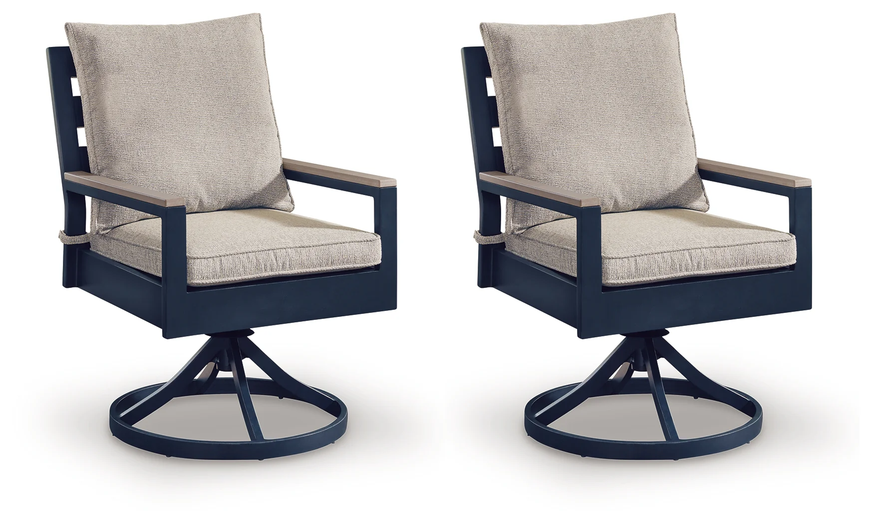 East Beach Navy Blue/Driftwood Outdoor Swivel Chair with Cushion (Set of 2) - Image 2