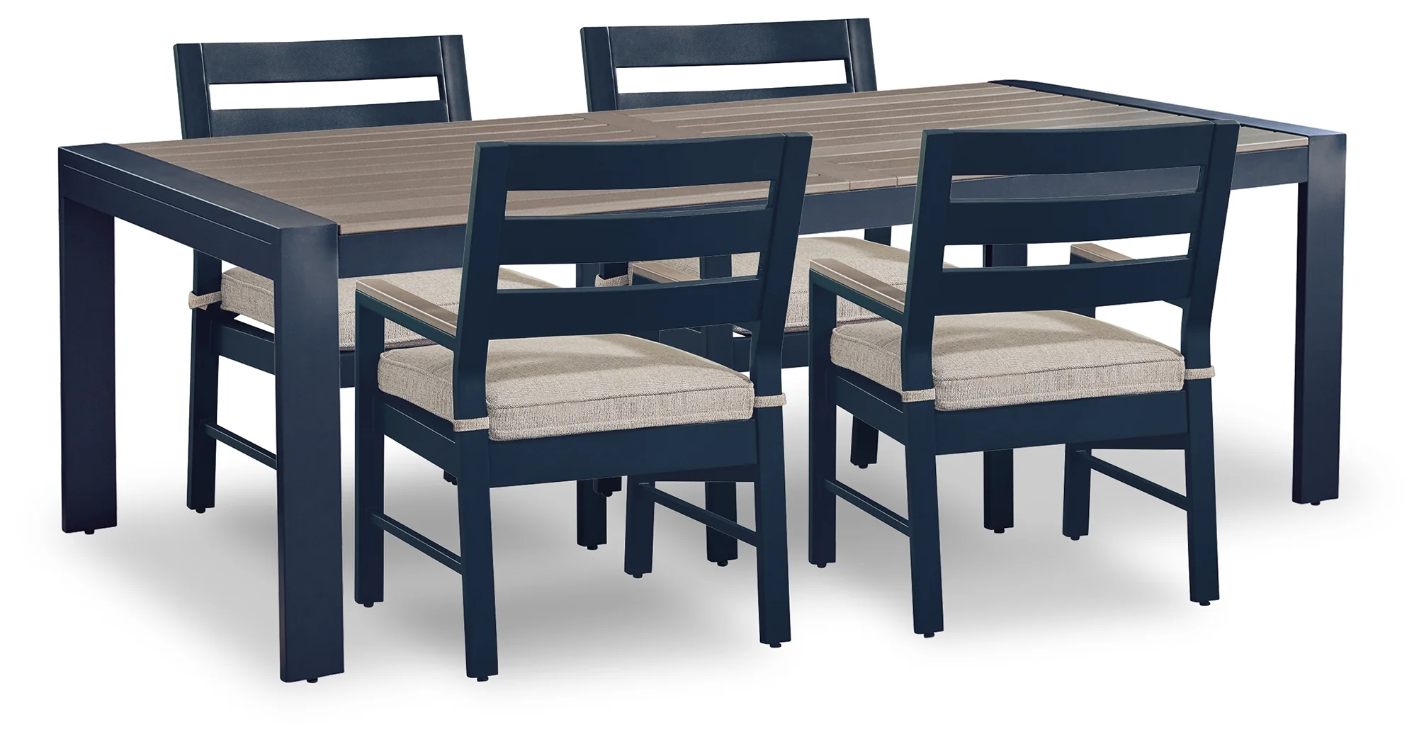 East Navy Blue/Driftwood Beach Outdoor Dining Table and 4 Chairs - Image 2