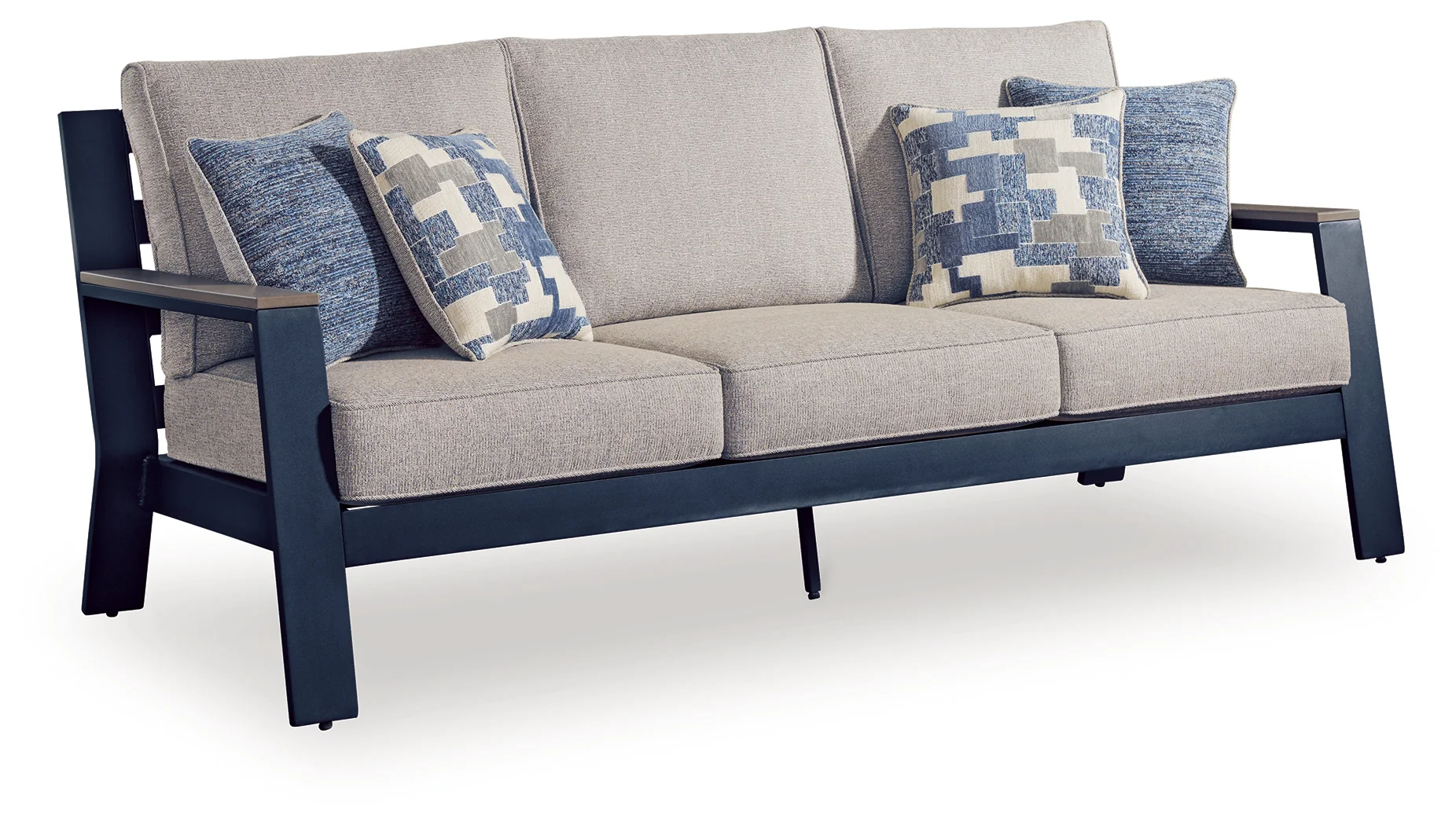 East Beach Navy Blue/Driftwood Outdoor Sofa with Cushion - Image 2