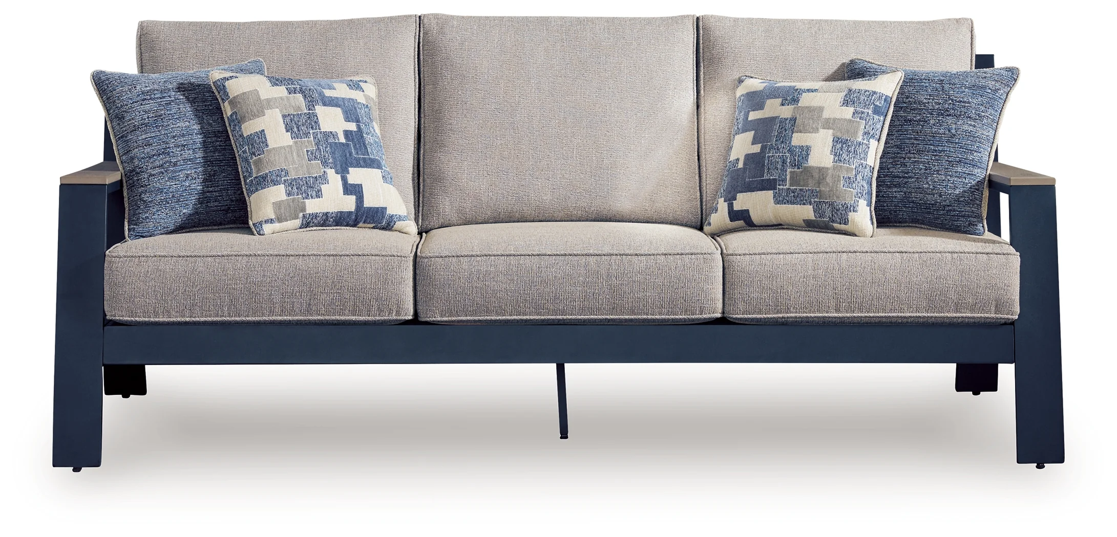 East Beach Navy Blue/Driftwood Outdoor Sofa with Cushion - Image 3