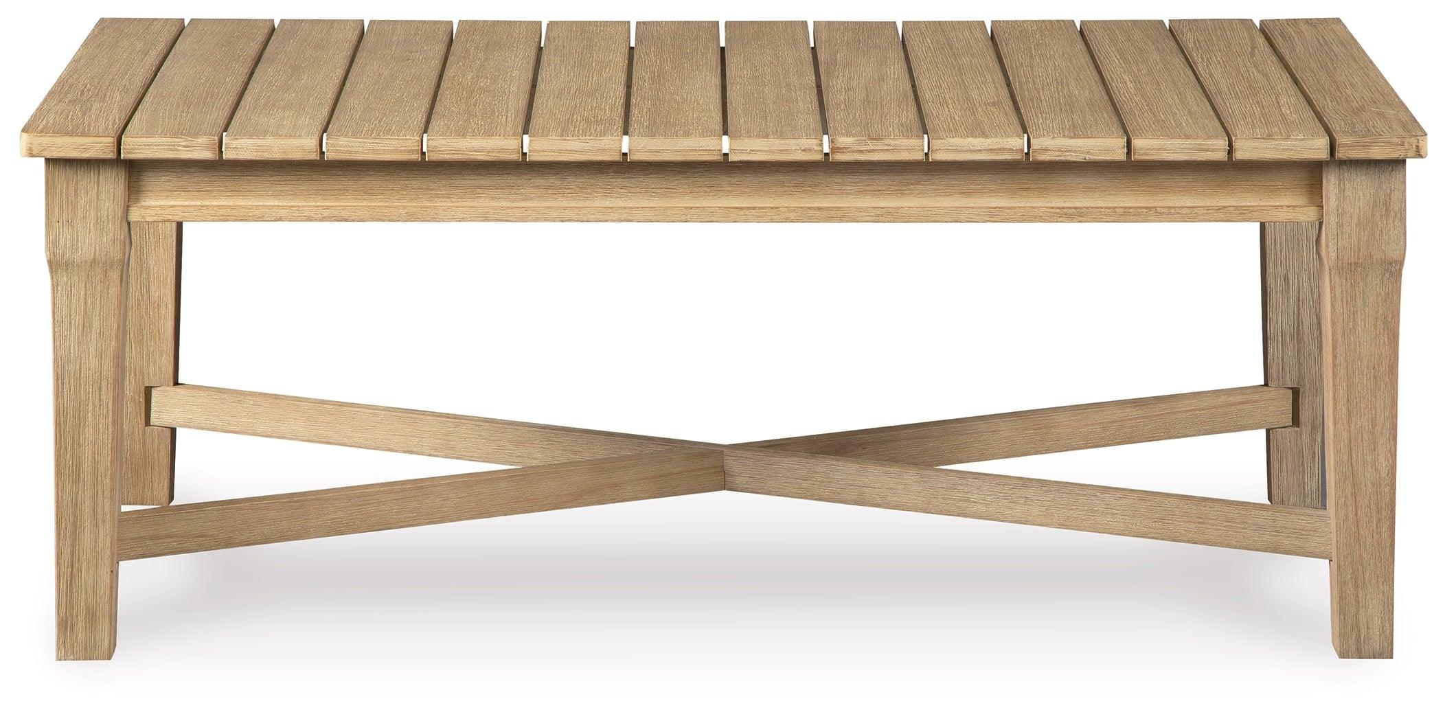 Carter Hall Beige Outdoor Coffee Table - Image 3
