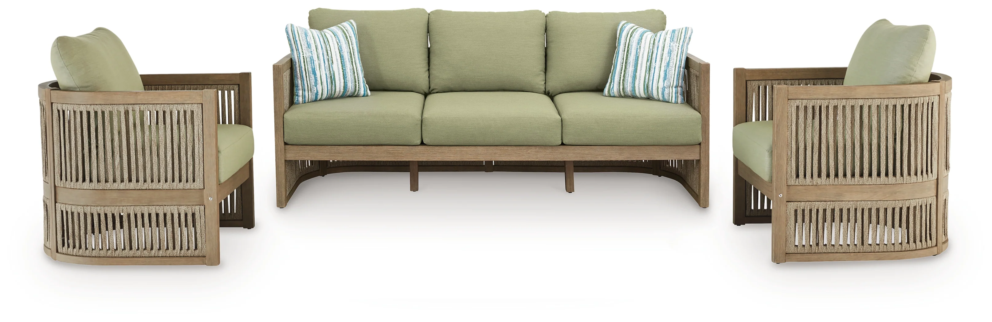 Serena Beige/Green Shores Outdoor Sofa and Chair - Image 2