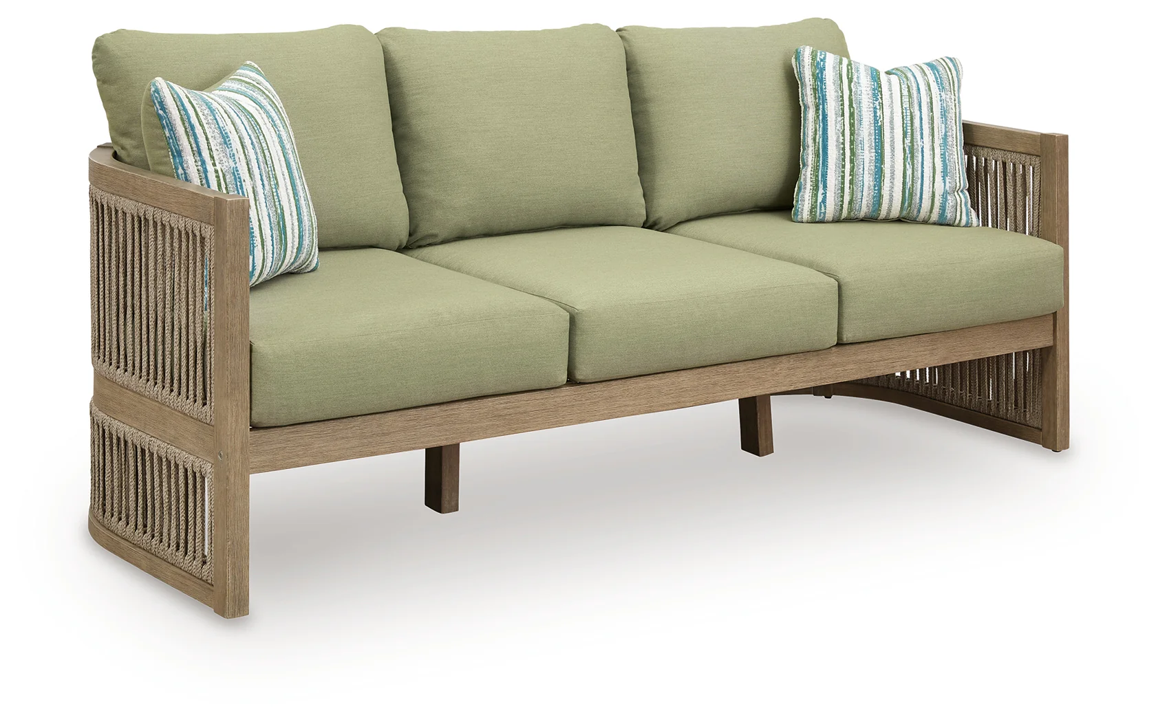 Serena Shores Beige/Green Outdoor Sofa with Cushion - Image 2