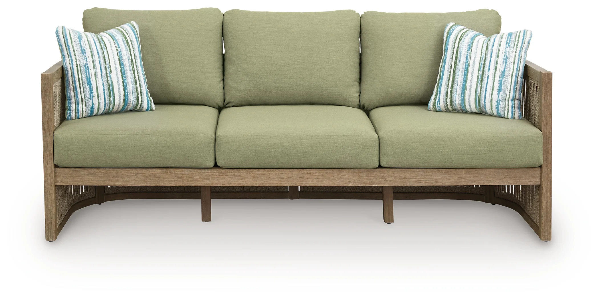 Serena Shores Beige/Green Outdoor Sofa with Cushion - Image 3