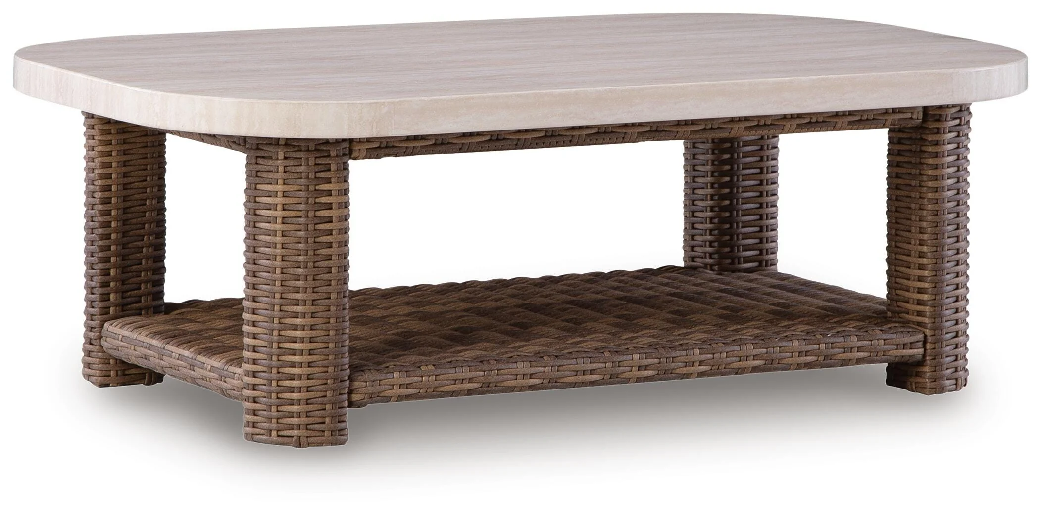 Dolan Creek Beige/Brown Outdoor Coffee Table - Image 2