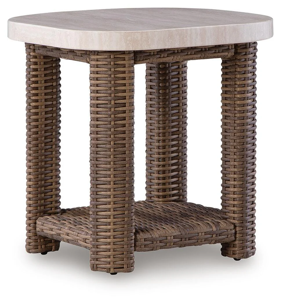 Dolan Creek Beige/Brown Outdoor End Table - Image 2