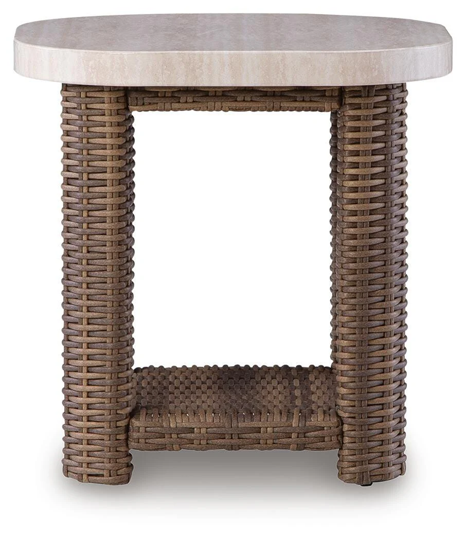 Dolan Creek Beige/Brown Outdoor End Table - Image 3