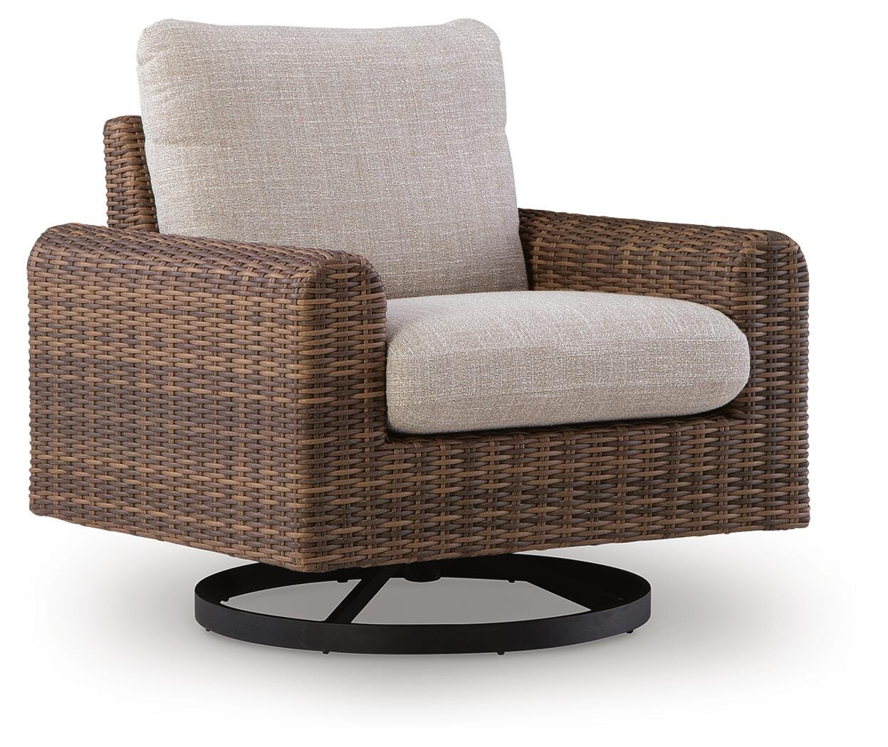 Dolan Creek Gray/Brown Outdoor Swivel Lounge Chair with Cushion - Image 2