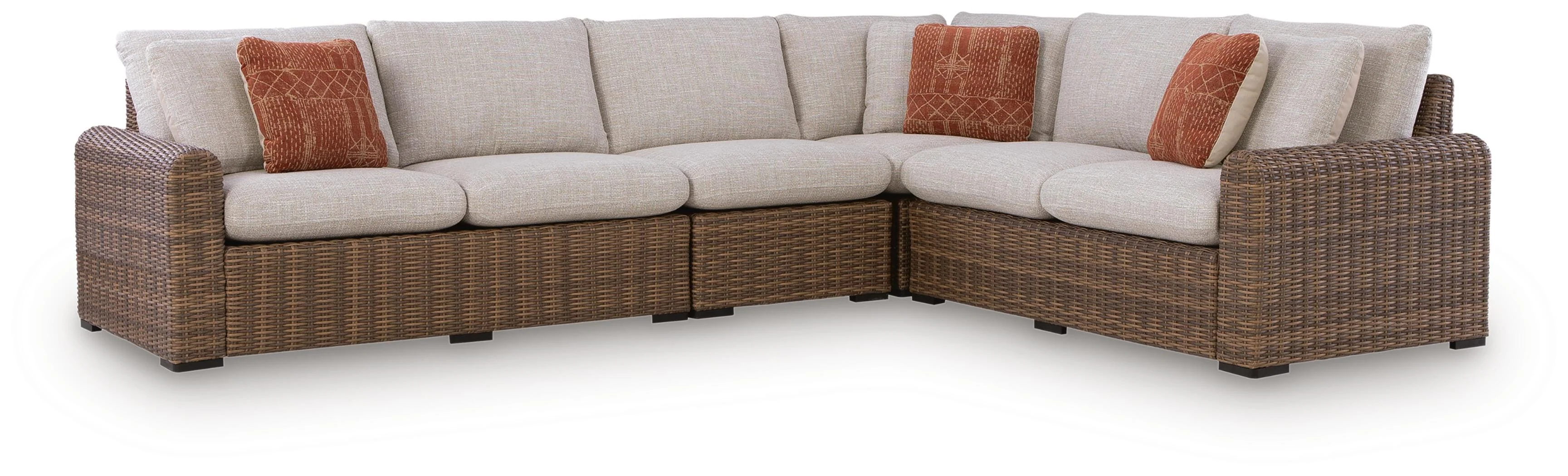 Dolan Creek Beige/Brown 4-Piece Outdoor Sectional - Image 2